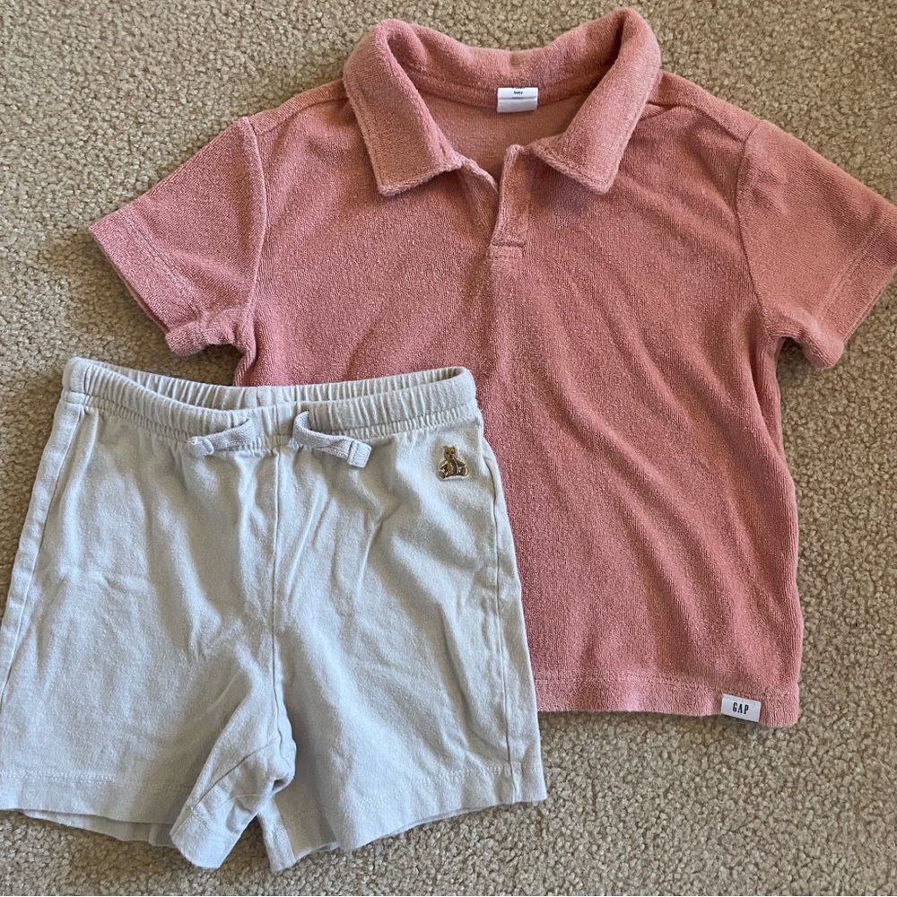 GAP Toddler Size 2 Terry Shirt and Pull-on Shorts